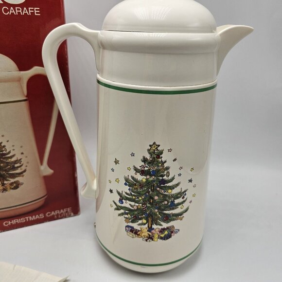 Christmas Holiday Coffee Carafe 1 L Vintage Nikko Box Thermal Vacuum Christmas - Picture 4 of 9